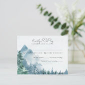 Waterverf Rustic Dusty Blue Wedding RSVP Briefkaart (Staand voorkant)