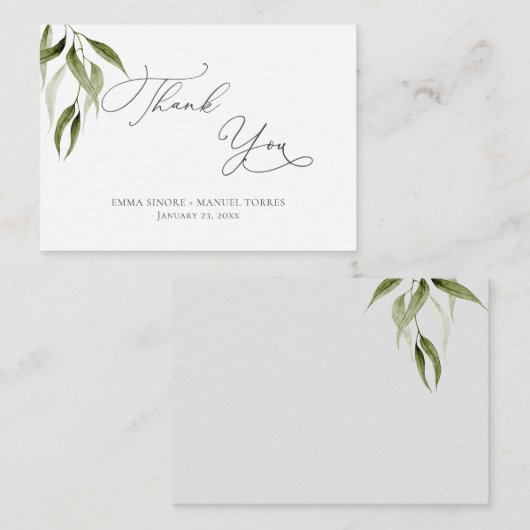 Waterverf Rustic Eucalyptus Greenery Hartelijk dan Notitiekaartje (Voorkant / Achterkant)