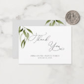 Waterverf Rustic Eucalyptus Greenery Hartelijk dan Notitiekaartje (Voorkant / Achterkant in situ)