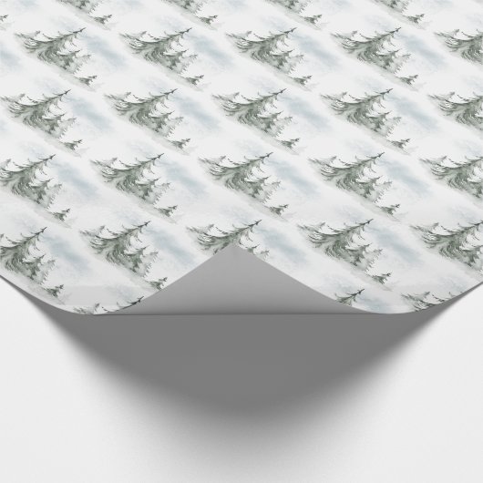 Waterverf Rustic Fir Trees Forest Winter Cadeaupapier (Hoek)