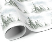 Waterverf Rustic Fir Trees Forest Winter Cadeaupapier (Rol Hoek)