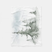 Waterverf Rustic Fir Trees Forest Winter Fleece Deken (Voorkant)