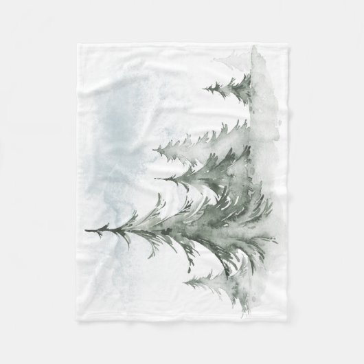 Waterverf Rustic Fir Trees Forest Winter Fleece Deken (Voorkant)