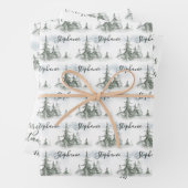 Waterverf Rustic Fir Trees Forest Winter Inpakpapier Vel (In situ)