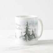 Waterverf Rustic Fir Trees Forest Winter Koffiemok (Voorkant rechts)