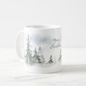 Waterverf Rustic Fir Trees Forest Winter Koffiemok (Voorkant links)