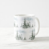 Waterverf Rustic Fir Trees Forest Winter Koffiemok (Voorkant rechts)