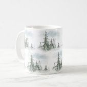 Waterverf Rustic Fir Trees Forest Winter Koffiemok (Voorkant links)