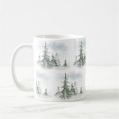 Waterverf Rustic Fir Trees Forest Winter Koffiemok (Links)