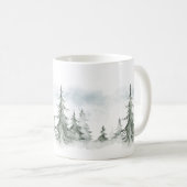 Waterverf Rustic Fir Trees Forest Winter Koffiemok (Voorkant rechts)