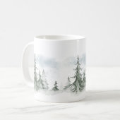 Waterverf Rustic Fir Trees Forest Winter Koffiemok (Voorkant links)