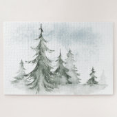 Waterverf Rustic Fir Trees Forest Winter Legpuzzel (Horizontaal)