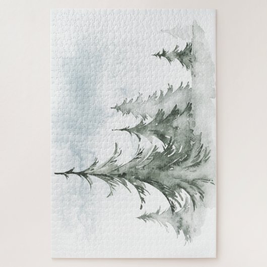 Waterverf Rustic Fir Trees Forest Winter Legpuzzel (Verticaal)