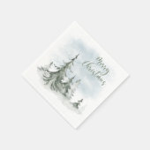 Waterverf Rustic Fir Trees Forest Winter Servet (Hoek)