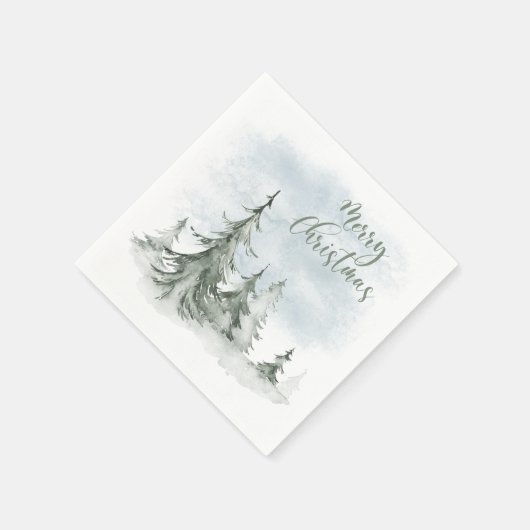 Waterverf Rustic Fir Trees Forest Winter Servet (Hoek)