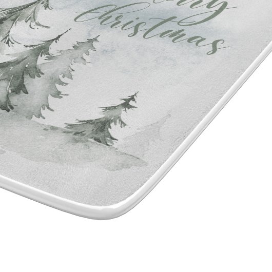 Waterverf Rustic Fir Trees Forest Winter Snijplank (Hoek)