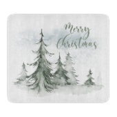 Waterverf Rustic Fir Trees Forest Winter Snijplank (Voorkant)
