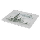 Waterverf Rustic Fir Trees Forest Winter Snijplank (Hoek)