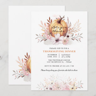 Waterverf Rustic Floral Pumpkin Thanksgiving Kaart