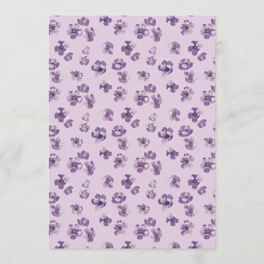 Waterverf Rustic Flowers Paars Menu (Achterkant)