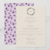 Waterverf Rustic Flowers Paars Menu (Voorkant / Achterkant)