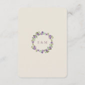 Waterverf Rustic Flowers Paars Wedding Details Informatiekaartje (Achterkant)