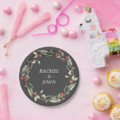 Waterverf Rustic Flowers Wedding Party Grey Papieren Bordje (Feest)