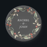 Waterverf Rustic Flowers Wedding Party Grey Papieren Bordje<br><div class="desc">Waterverf Rustic Flowers Wedding Party Gary Paper Bord.</div>