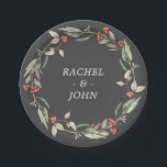 Waterverf Rustic Flowers Wedding Party Grey Papieren Bordje<br><div class="desc">Waterverf Rustic Flowers Wedding Party Gary Paper Bord.</div>