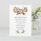Waterverf Rustic Forest Bat Mitzvah Kaart (Staand voorkant)