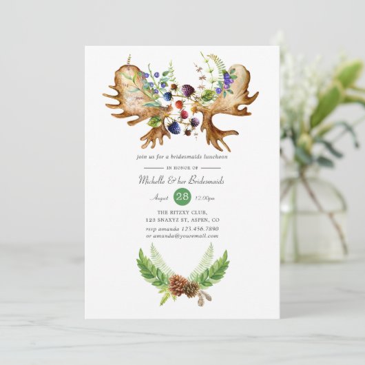 Waterverf Rustic Forest Bridesmaids Luncheon Kaart (Staand voorkant)