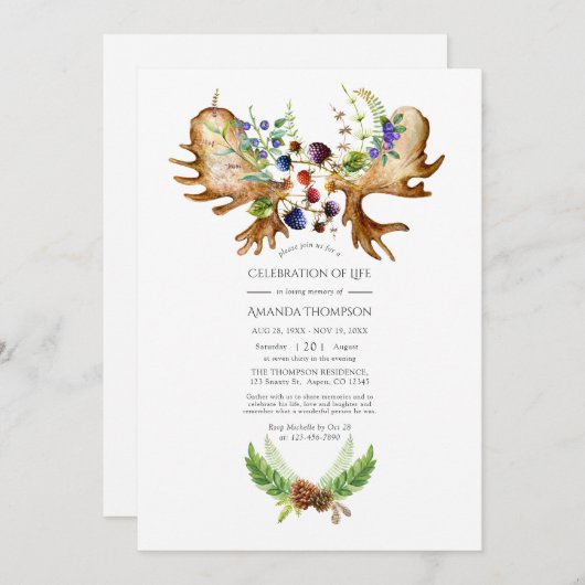 Waterverf Rustic Forest Celebration of Life Photo Kaart (Voorkant / Achterkant)