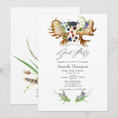 Waterverf Rustic Forest Graduation Party Kaart (Voorkant / Achterkant)