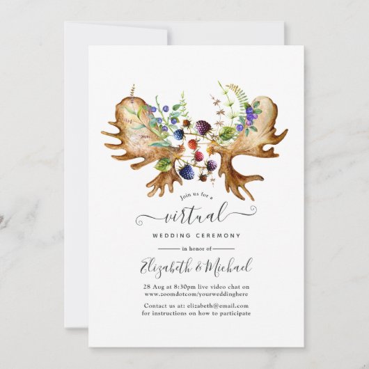 Waterverf Rustic Forest Online Virtual Wedding Kaart (Voorkant)