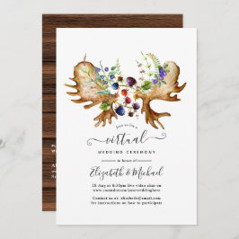 Waterverf Rustic Forest Online Virtual Wedding Kaart