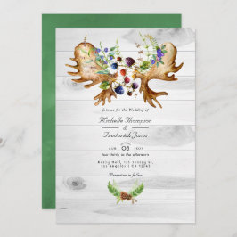 Waterverf Rustic Forest QR Code RSVP Wedding Kaart