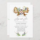 Waterverf Rustic Forest Sip en See Party Kaart (Voorkant / Achterkant)