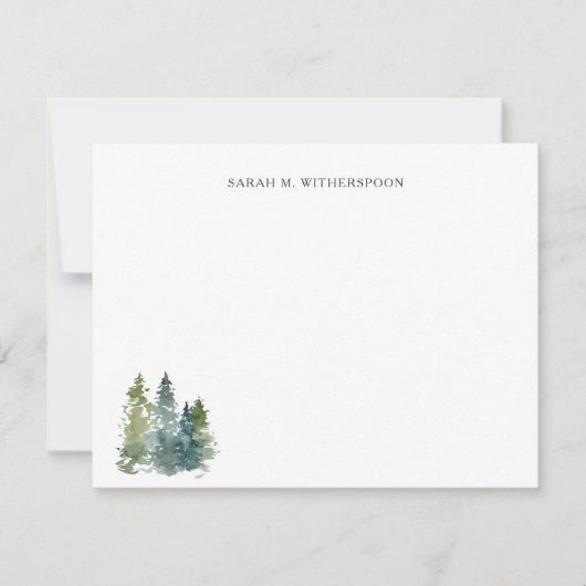 Waterverf Rustic Forest Stationery Note Kaart Notitiekaartje (Voorkant)