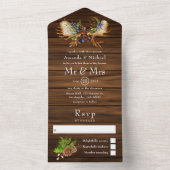 Waterverf Rustic Forest Wedding All In One Uitnodiging (Binnen)