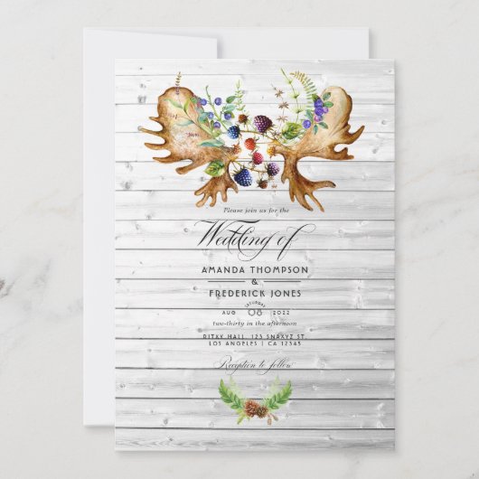 Waterverf Rustic Forest Wedding Foto Kaart (Voorkant)