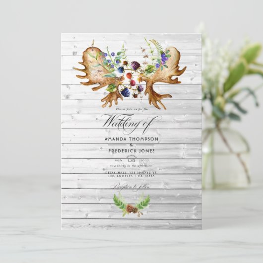 Waterverf Rustic Forest Wedding Foto Kaart (Staand voorkant)