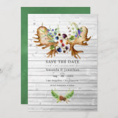 Waterverf Rustic Forest Wedding Foto Save The Date (Voorkant / Achterkant)