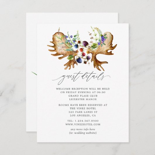 Waterverf Rustic Forest Wedding Informatiekaartje (Voorkant / Achterkant)