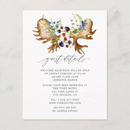 Waterverf Rustic Forest Wedding Informatiekaartje (Voorkant)