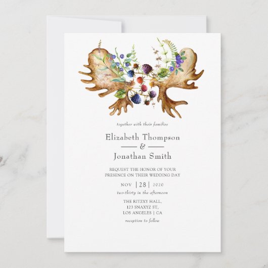 Waterverf Rustic Forest Wedding Kaart (Voorkant)