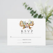 Waterverf Rustic Forest Wedding RSVP Kaartje (Staand voorkant)