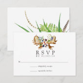 Waterverf Rustic Forest Wedding RSVP Kaartje (Voorkant / Achterkant)