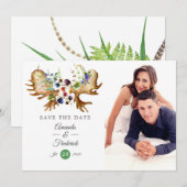 Waterverf Rustic Forest Wedding Save The Date (Voorkant / Achterkant)