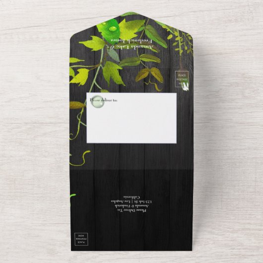 Waterverf Rustic Garden Backyard Barn Wedding All All In One Uitnodiging (Buitenkant)