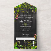Waterverf Rustic Garden Backyard Barn Wedding All In One Uitnodiging (Binnen)